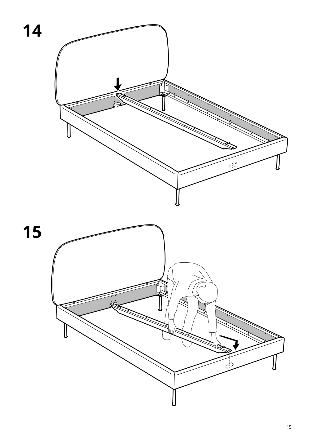 Assembly instructions for IKEA Vadheim upholstered bed frame gunnared light green | Page 15 - IKEA VADHEIM upholstered bed frame 104.656.59