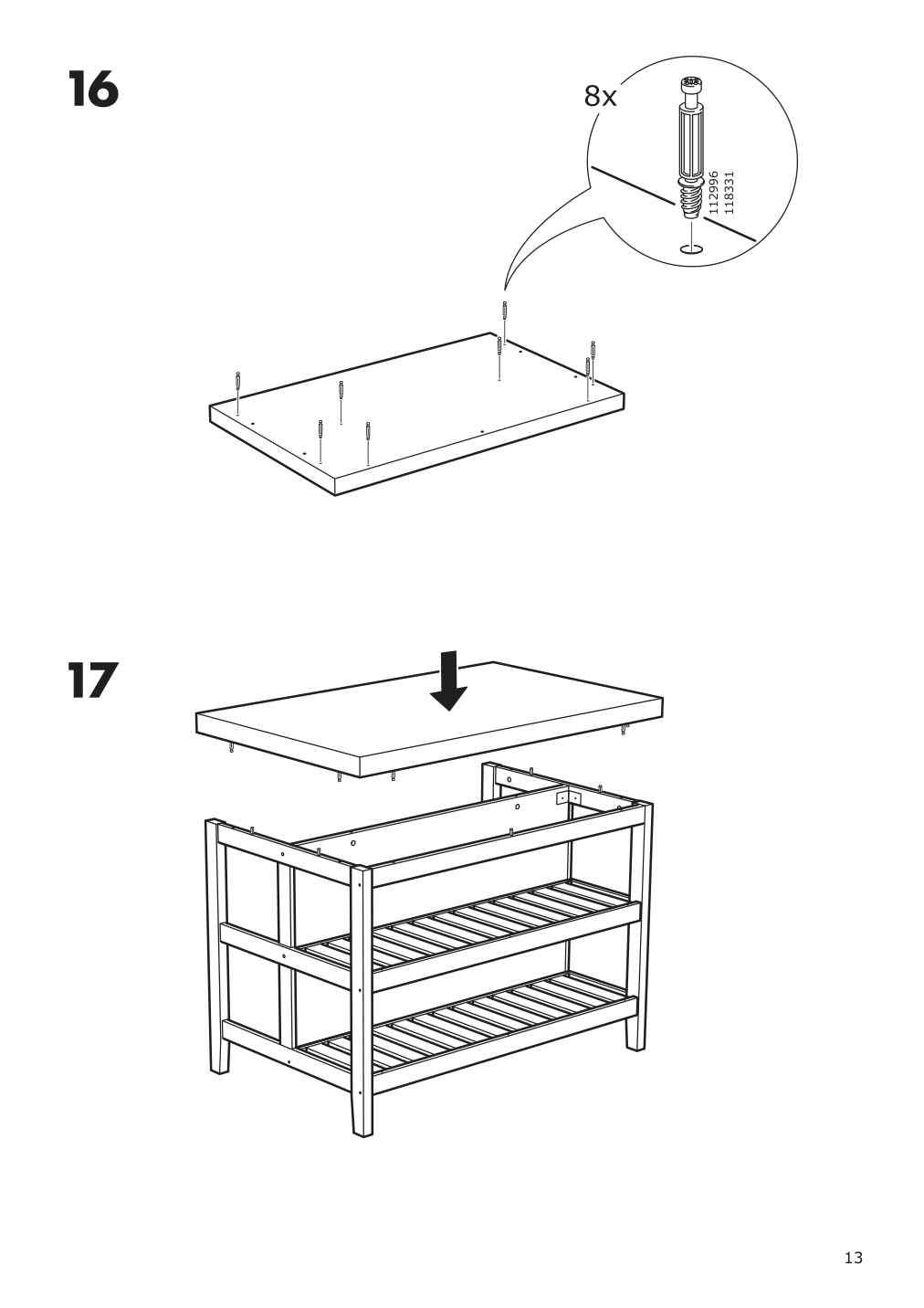 Assembly instructions for IKEA Vadholma kitchen island black oak | Page 13 - IKEA VADHOLMA kitchen island 203.591.54