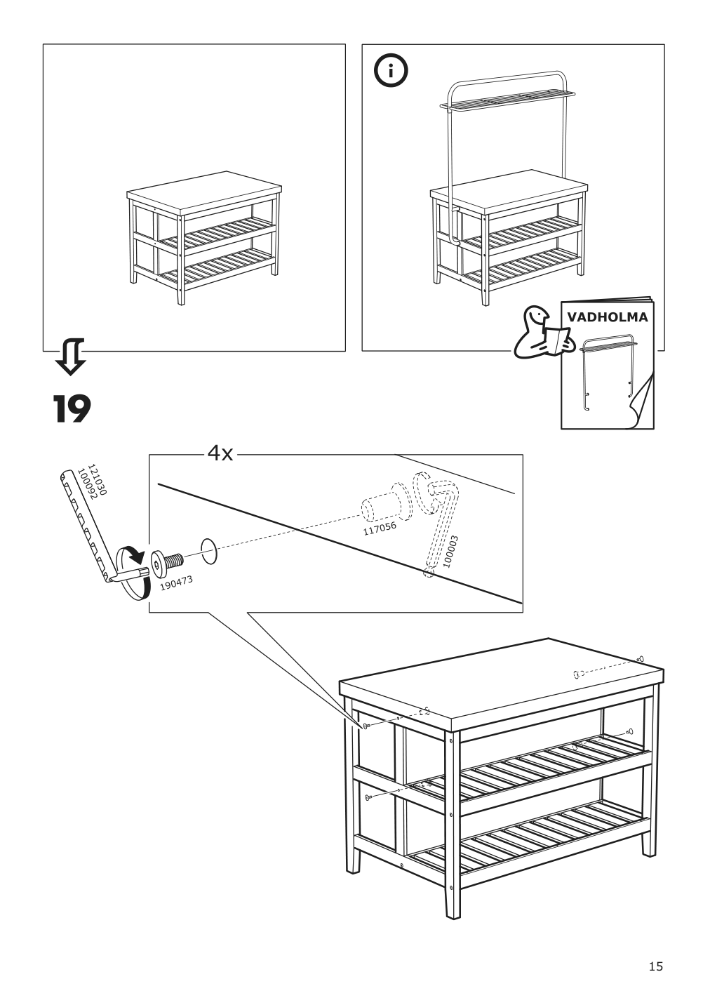 Assembly instructions for IKEA Vadholma kitchen island black oak | Page 15 - IKEA VADHOLMA kitchen island 203.591.54