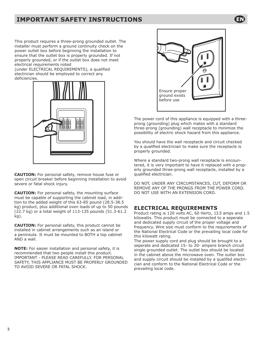 Assembly instructions for IKEA Vaelskapt over the range microwave stainless steel | Page 4 - IKEA VÄLSKAPT Over-the-range microwave 605.153.03