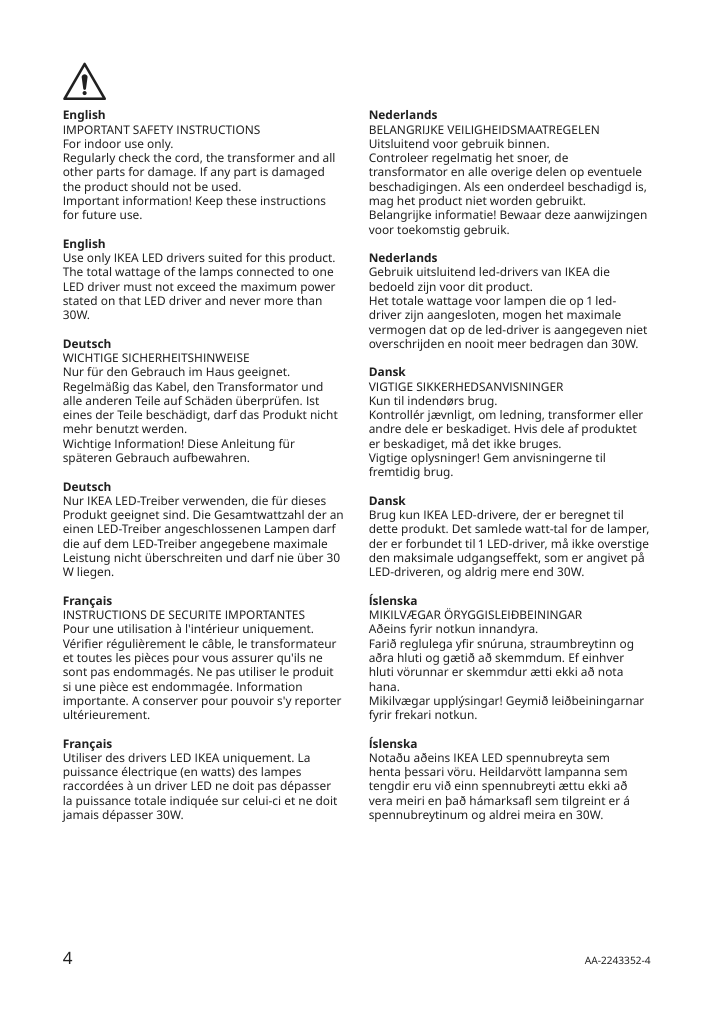 Assembly instructions for IKEA Vagdal connection cord white | Page 4 - IKEA VÅGDAL connection cord 704.636.00