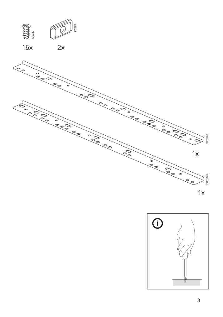 Assembly instructions for IKEA Vaglig connecting rail for fronts | Page 3 - IKEA VÅGLIG connecting rail for fronts 503.086.05