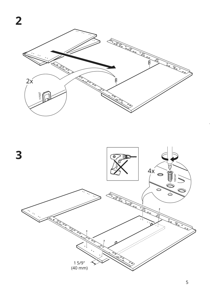 Assembly instructions for IKEA Vaglig connecting rail for fronts | Page 5 - IKEA VÅGLIG connecting rail for fronts 503.086.05