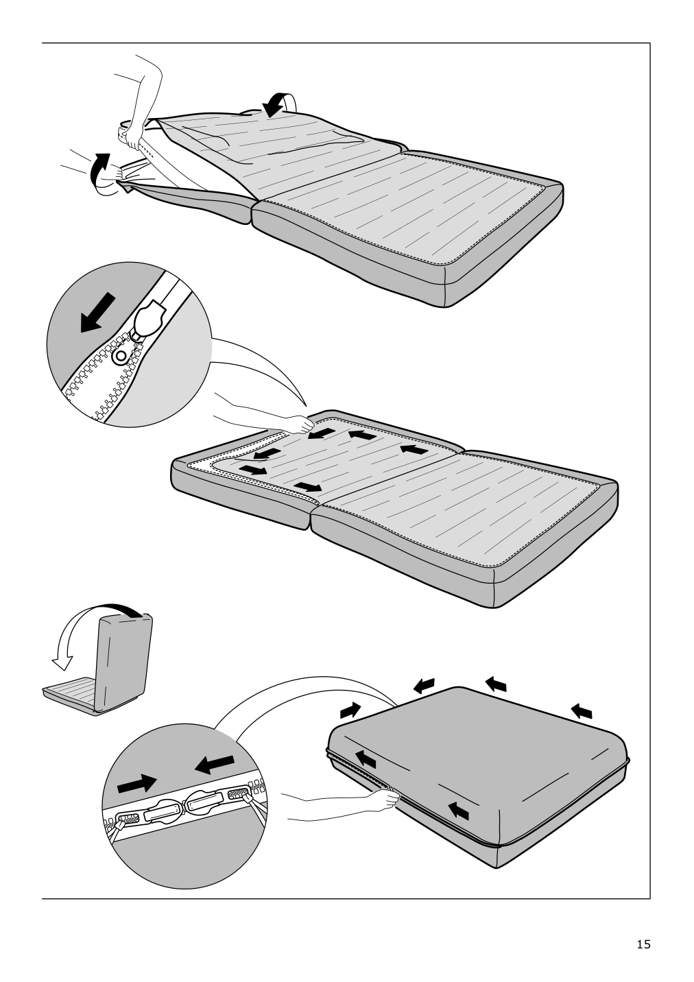 Assembly instructions for IKEA Vallentuna cover for sleeper module hillared beige | Page 15 - IKEA VALLENTUNA cover for sleeper module 304.874.10