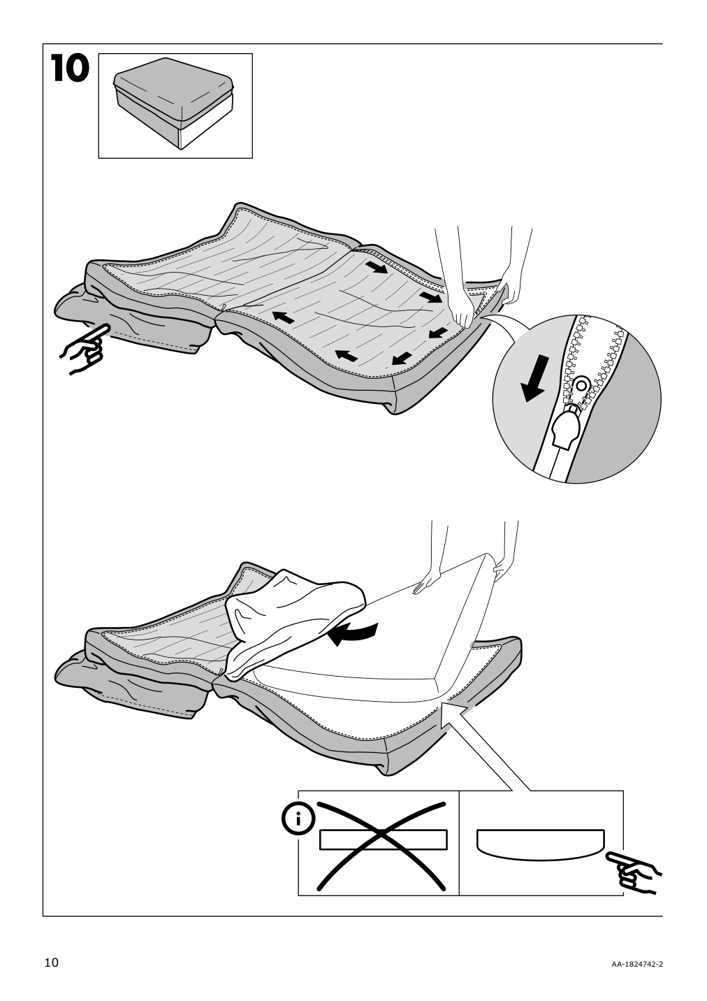 Assembly instructions for IKEA Vallentuna cover for sleeper module hillared dark gray | Page 10 - IKEA VALLENTUNA cover for sleeper module 304.998.23