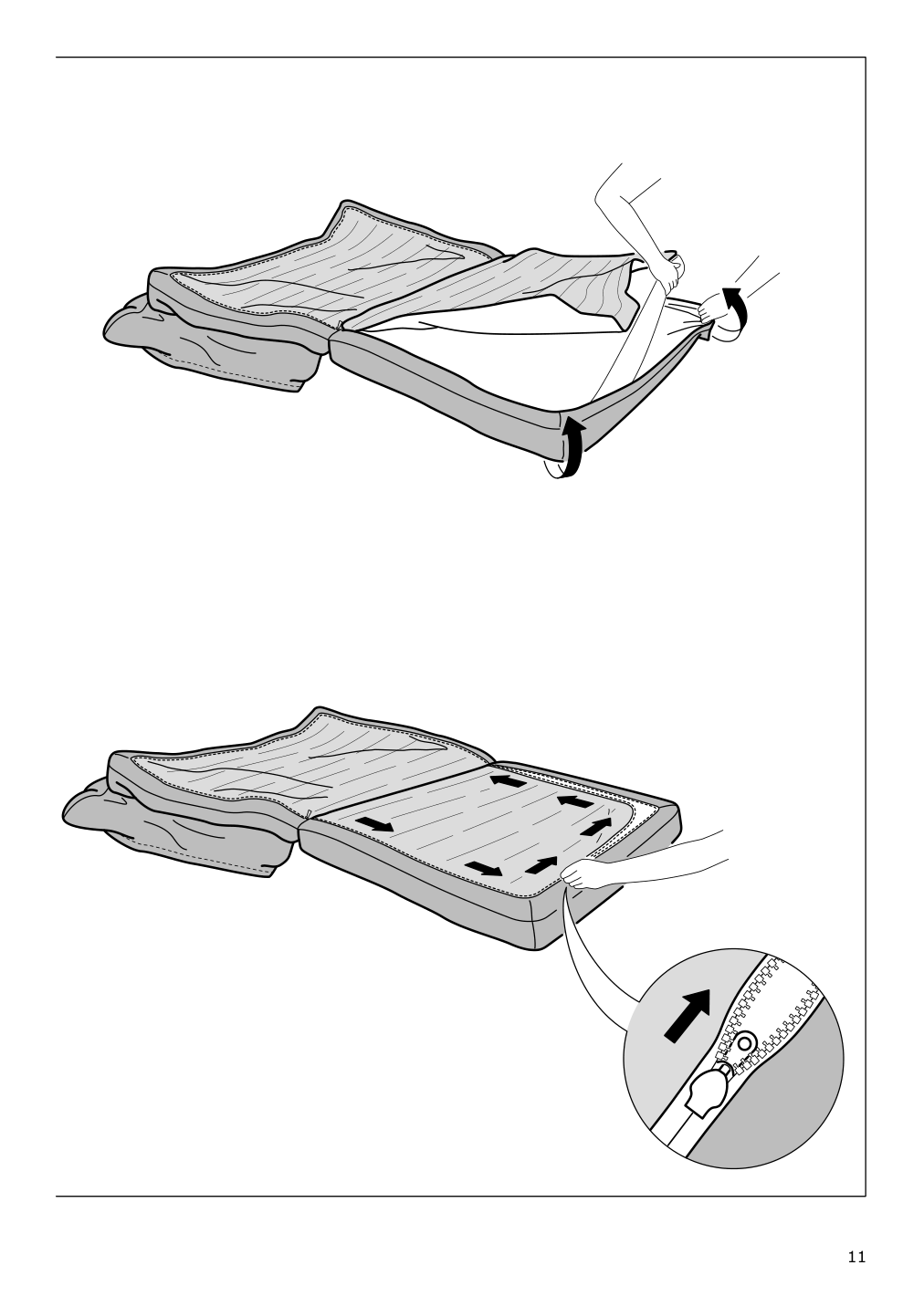 Assembly instructions for IKEA Vallentuna cover for sleeper module hillared dark gray | Page 11 - IKEA VALLENTUNA cover for sleeper module 304.998.23