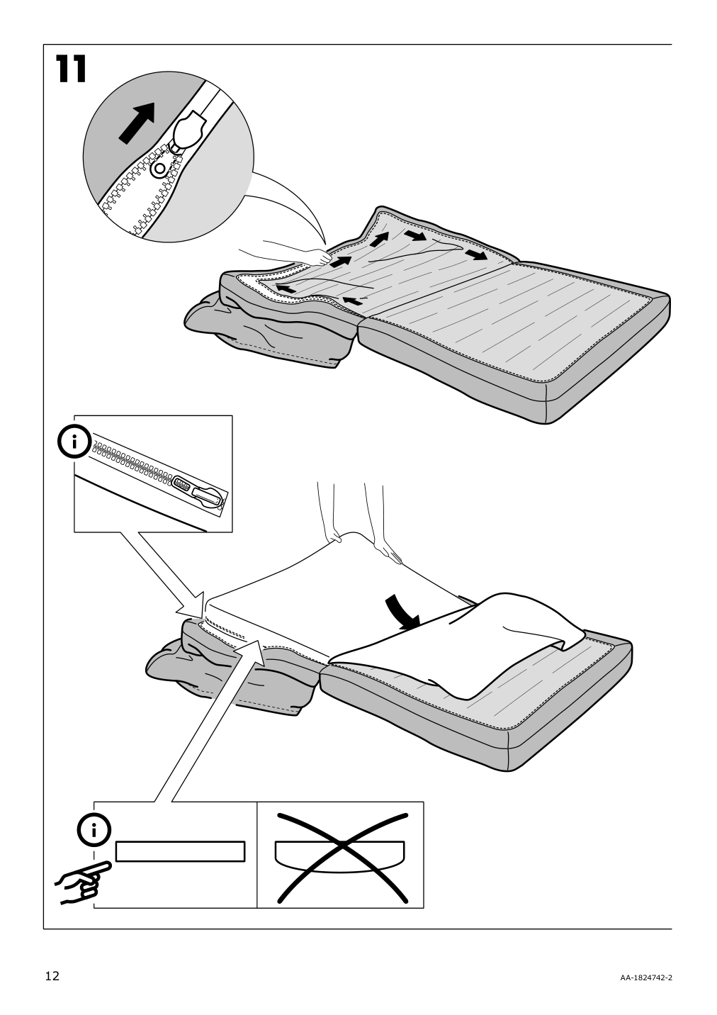 Assembly instructions for IKEA Vallentuna cover for sleeper module hillared dark gray | Page 12 - IKEA VALLENTUNA cover for sleeper module 304.998.23