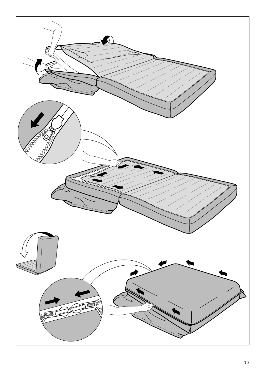 Assembly instructions for IKEA Vallentuna cover for sleeper module hillared dark gray | Page 13 - IKEA VALLENTUNA cover for sleeper module 304.998.23