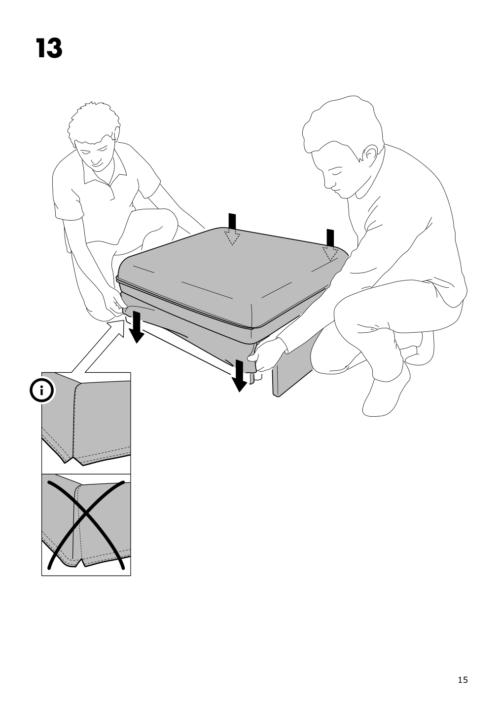 Assembly instructions for IKEA Vallentuna cover for sleeper module hillared dark gray | Page 15 - IKEA VALLENTUNA cover for sleeper module 304.998.23