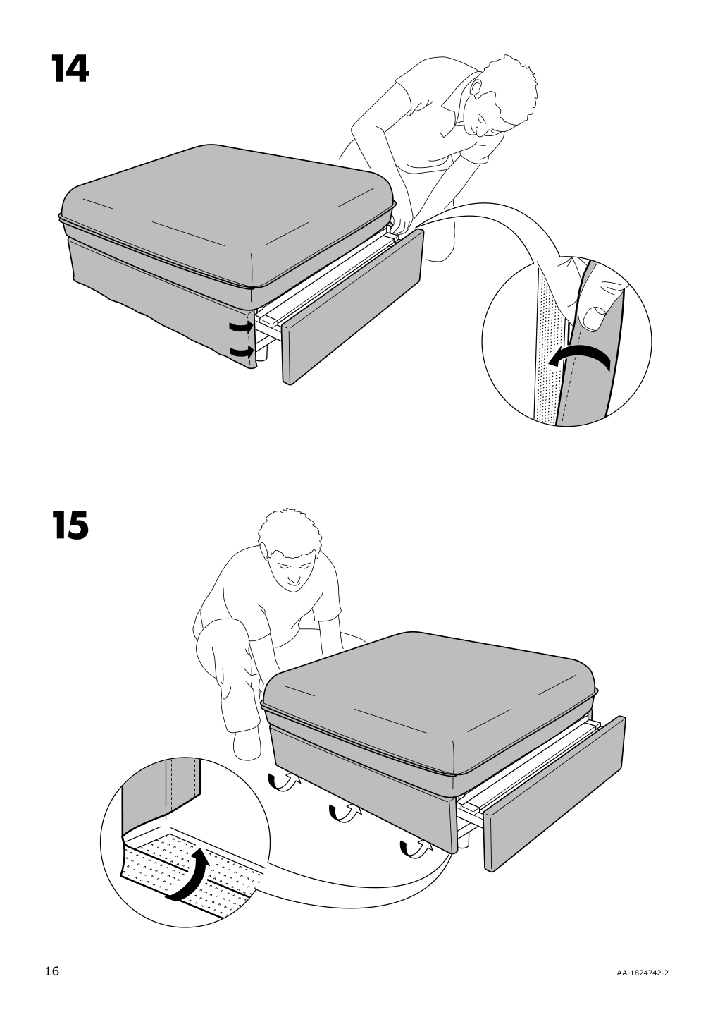 Assembly instructions for IKEA Vallentuna cover for sleeper module hillared dark gray | Page 16 - IKEA VALLENTUNA cover for sleeper module 304.998.23