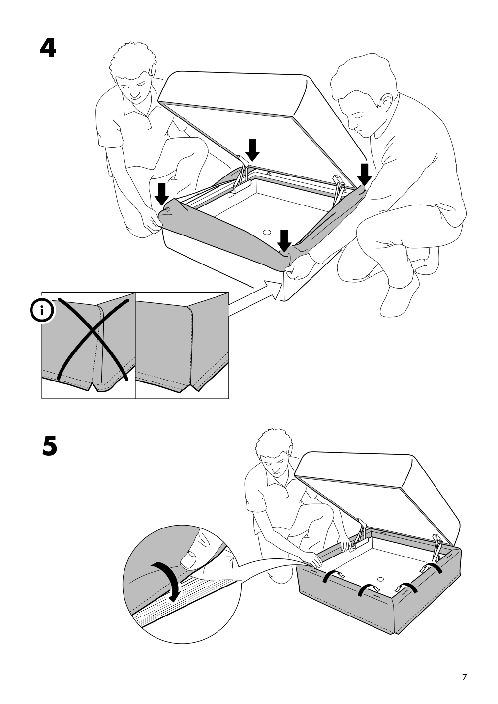 Assembly instructions for IKEA Vallentuna storage seat section cover funnarp black beige | Page 7 - IKEA VALLENTUNA storage seat section cover 103.297.56