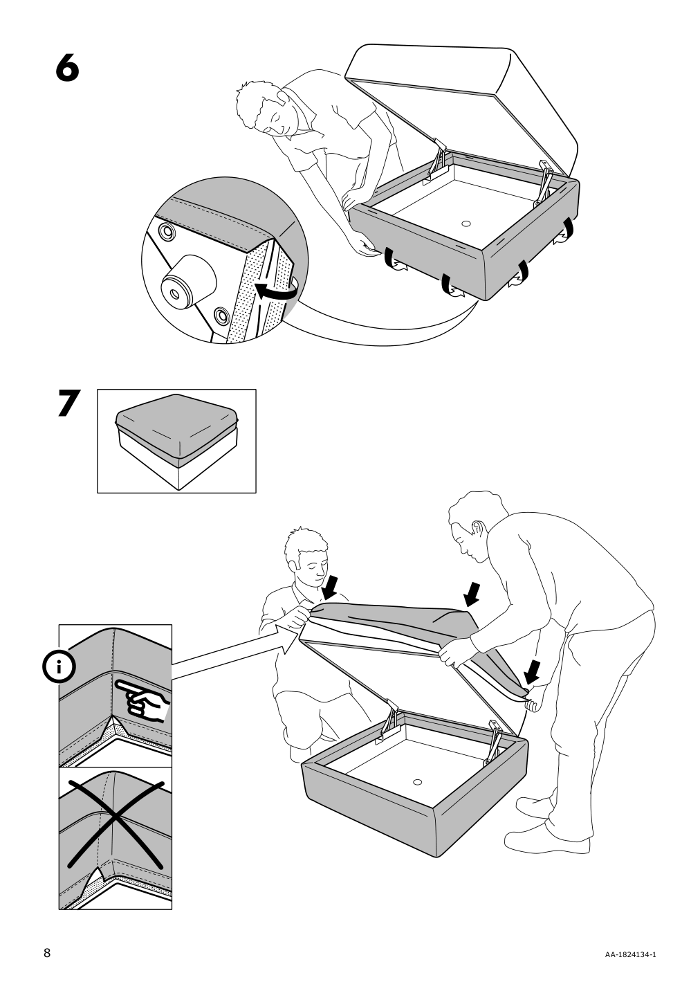 Assembly instructions for IKEA Vallentuna storage seat section cover funnarp black beige | Page 8 - IKEA VALLENTUNA storage seat section cover 103.297.56