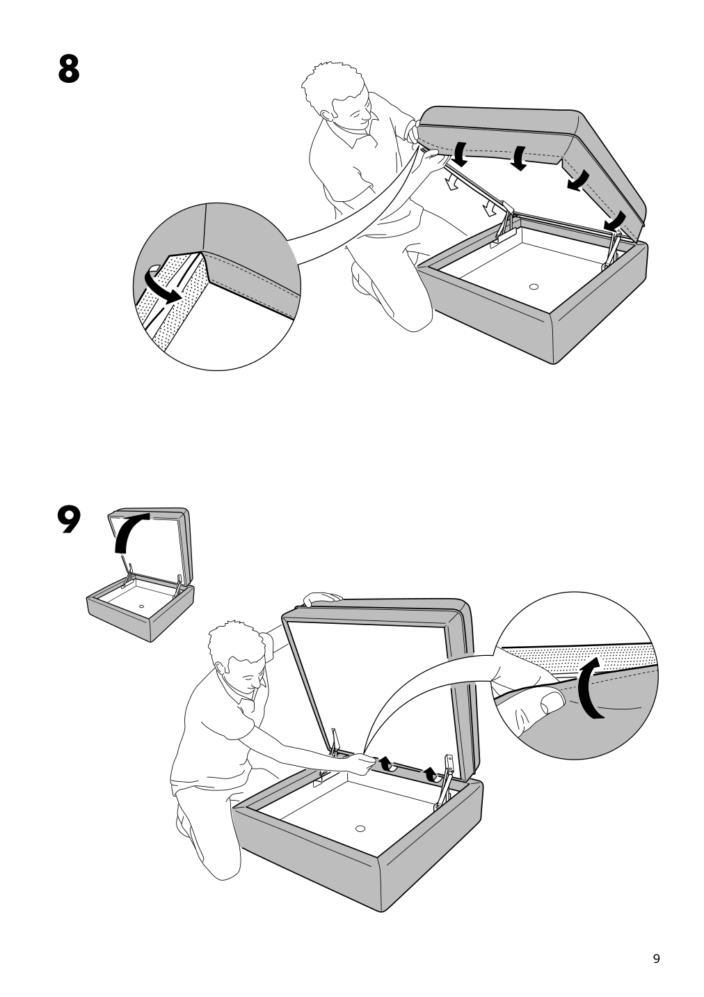 Assembly instructions for IKEA Vallentuna storage seat section cover funnarp black beige | Page 9 - IKEA VALLENTUNA storage seat section cover 103.297.56