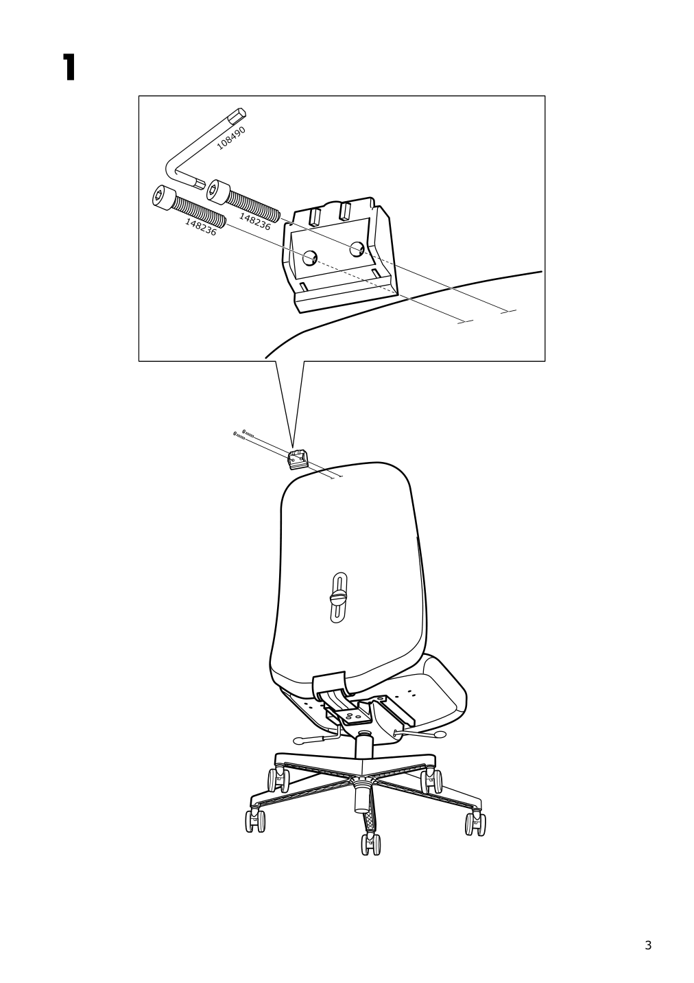 Assembly instructions for IKEA Vallfjaellet headrest gunnared gray | Page 3 - IKEA VALLFJÄLLET office chair with arm/headrest 595.051.78