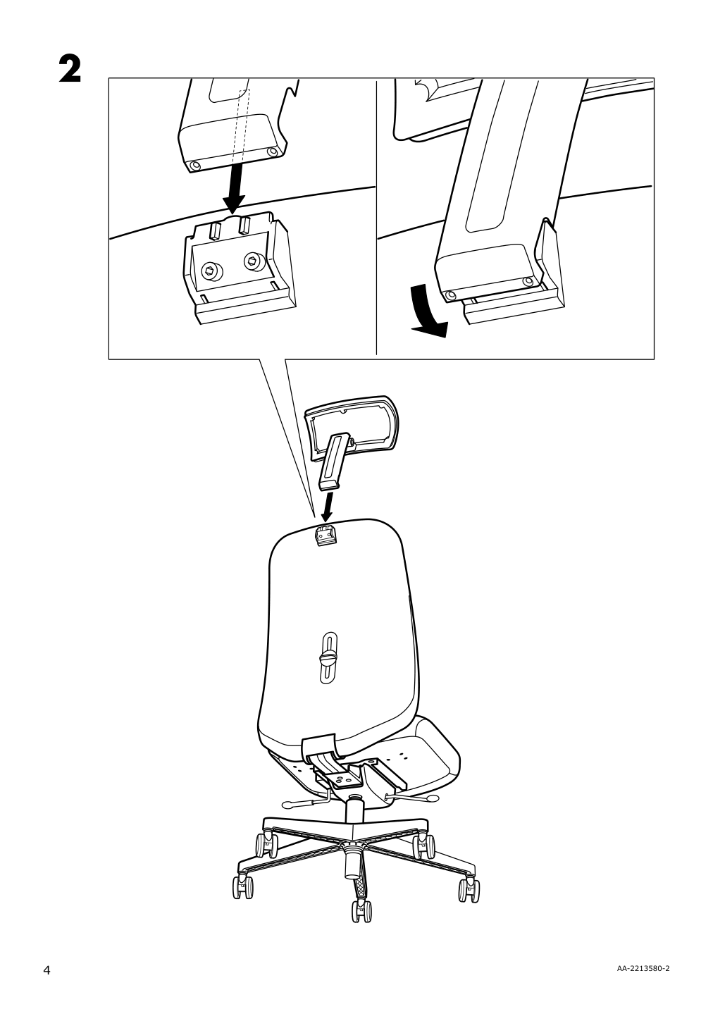 Assembly instructions for IKEA Vallfjaellet headrest gunnared gray | Page 4 - IKEA VALLFJÄLLET office chair with arm/headrest 595.051.78