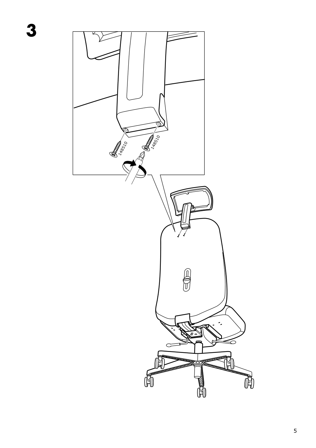 Assembly instructions for IKEA Vallfjaellet headrest gunnared gray | Page 5 - IKEA VALLFJÄLLET office chair with arm/headrest 595.051.78