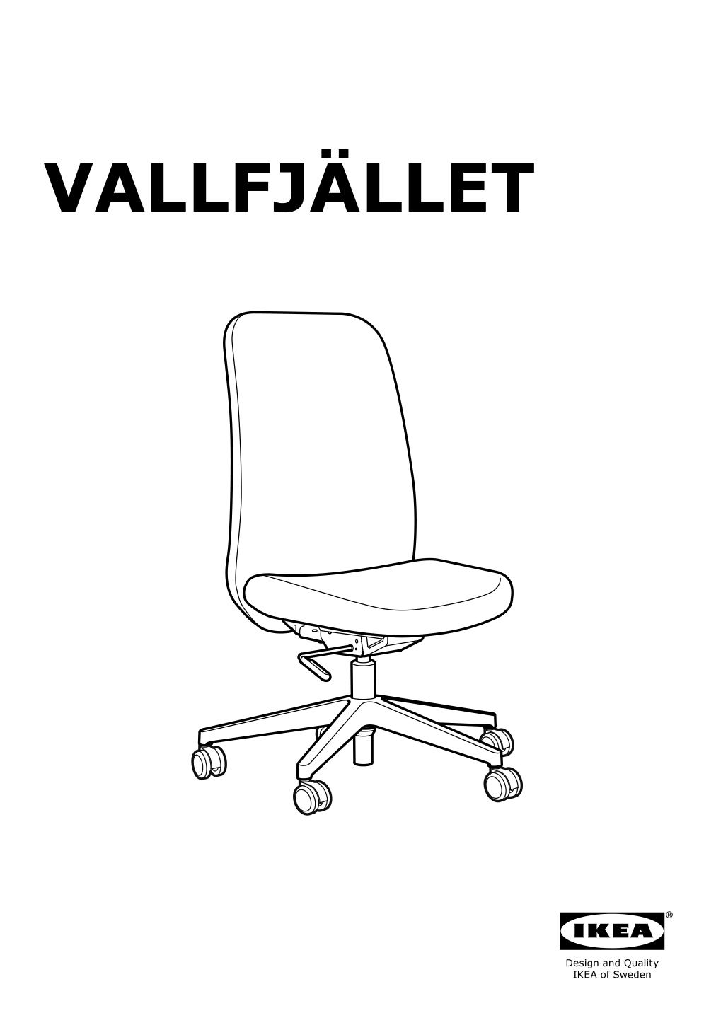 Assembly instructions for IKEA Vallfjaellet office chair gunnared gray | Page 1 - IKEA VALLFJÄLLET office chair with armrests 395.051.79