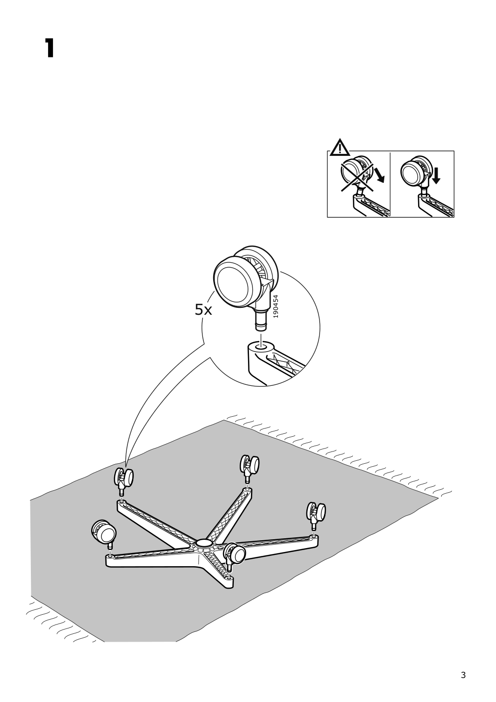 Assembly instructions for IKEA Vallfjaellet office chair gunnared gray | Page 3 - IKEA VALLFJÄLLET office chair with armrests 395.051.79