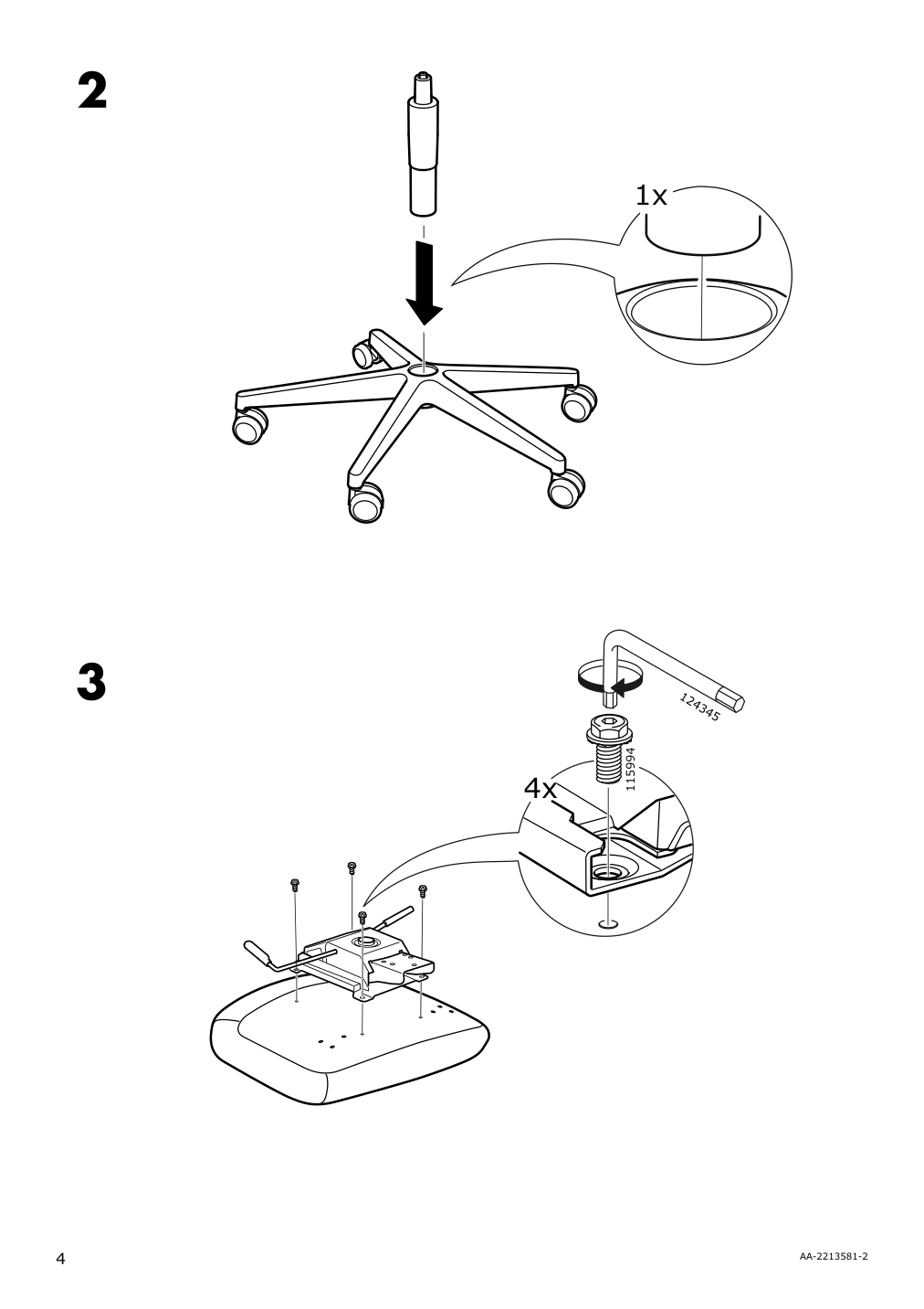 Assembly instructions for IKEA Vallfjaellet office chair gunnared gray | Page 4 - IKEA VALLFJÄLLET office chair with armrests 395.051.79