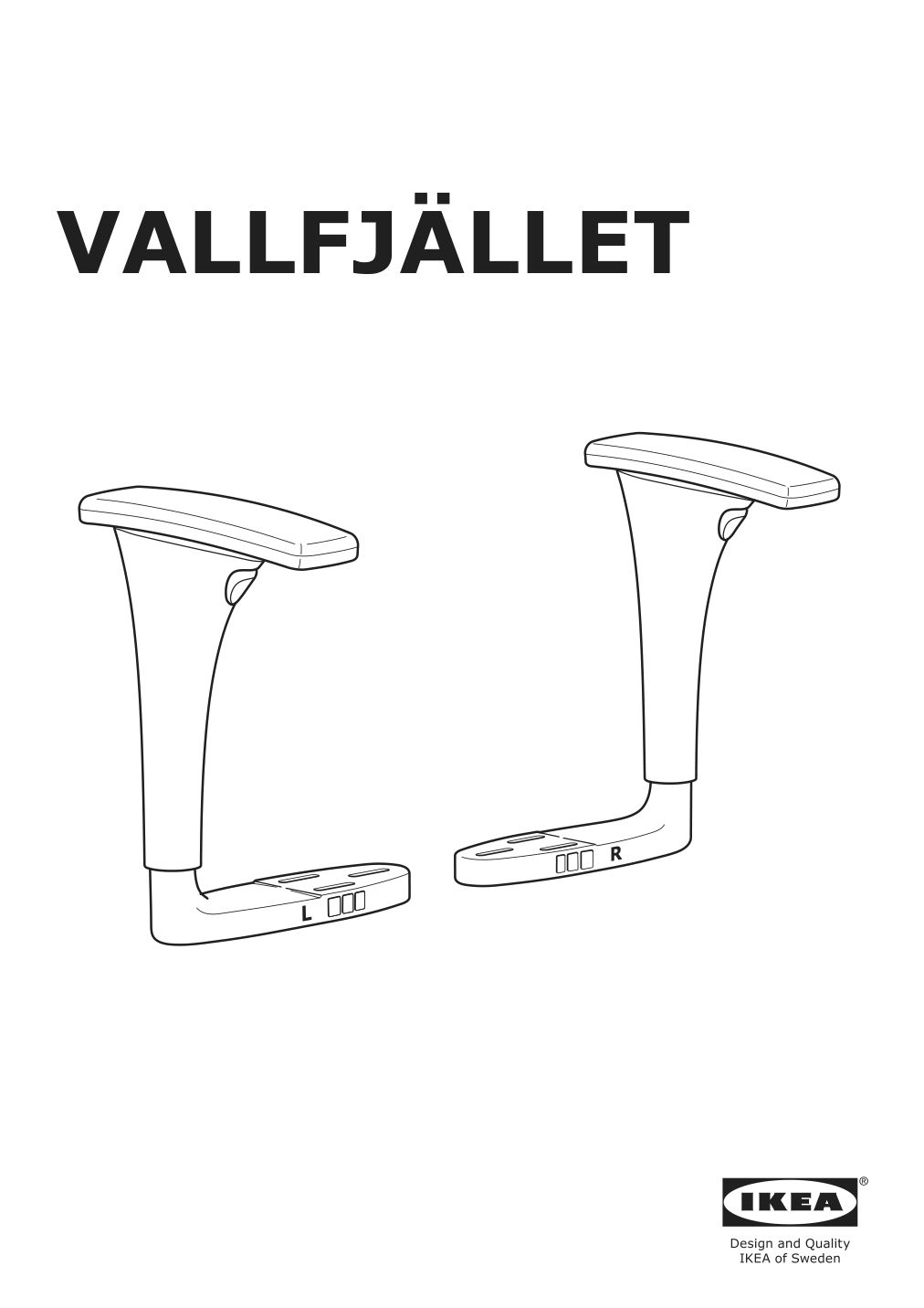 Assembly instructions for IKEA Vallfjaellet pair of armrests | Page 1 - IKEA VALLFJÄLLET office chair with armrests 395.051.79