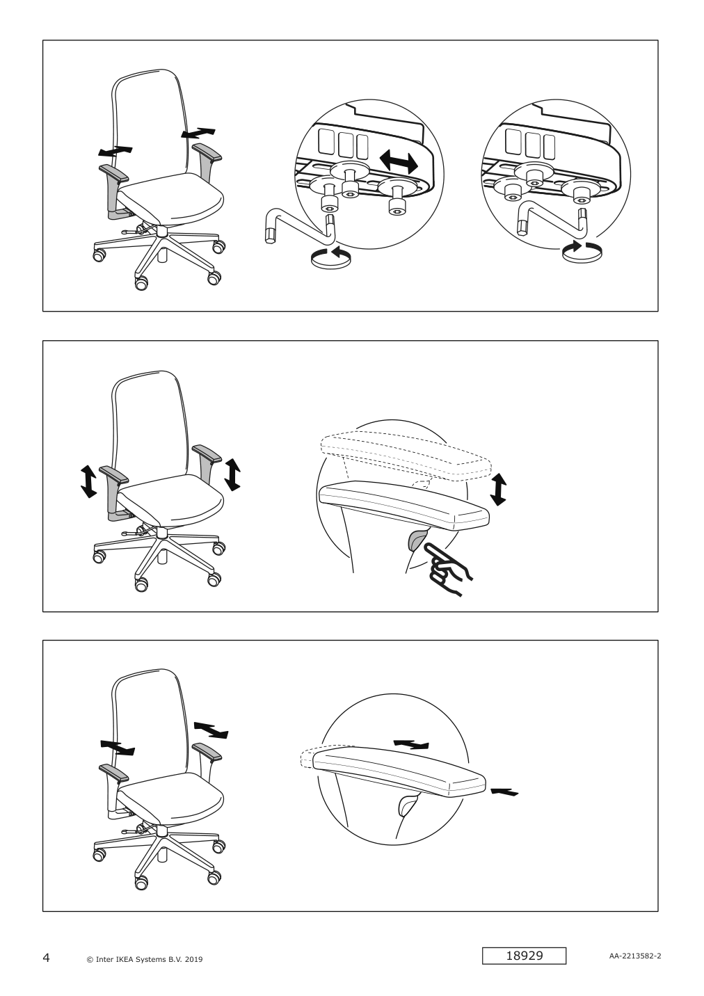 Assembly instructions for IKEA Vallfjaellet pair of armrests | Page 4 - IKEA VALLFJÄLLET office chair with armrests 395.051.79