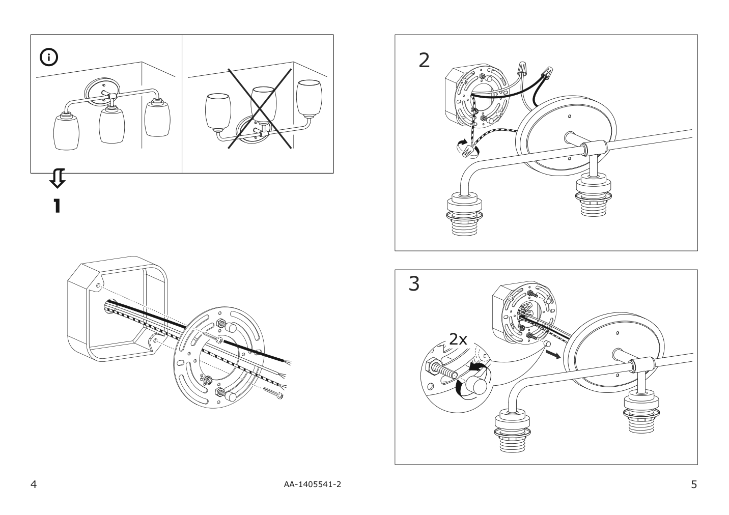 Assembly instructions for IKEA Vallmora wall lamp 3 spots nickel plated | Page 4 - IKEA VALLMORA wall lamp, 3-spots 903.586.84