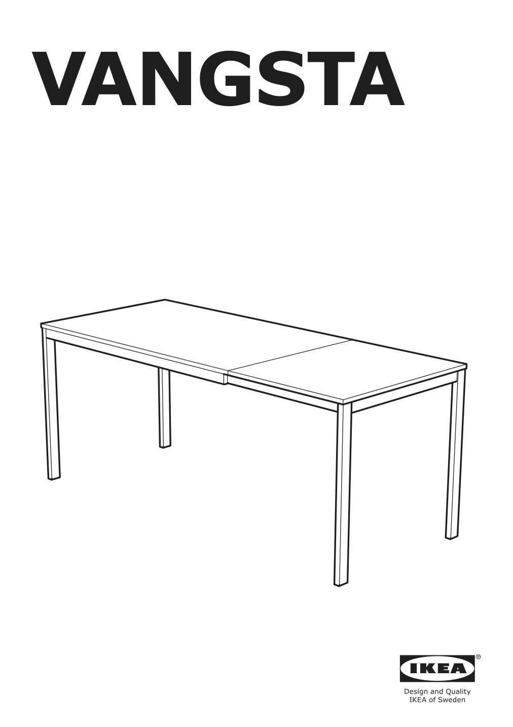 Assembly instructions for IKEA Vangsta extendable table white | Page 1 - IKEA VANGSTA / JANINGE table and 4 chairs 194.830.41