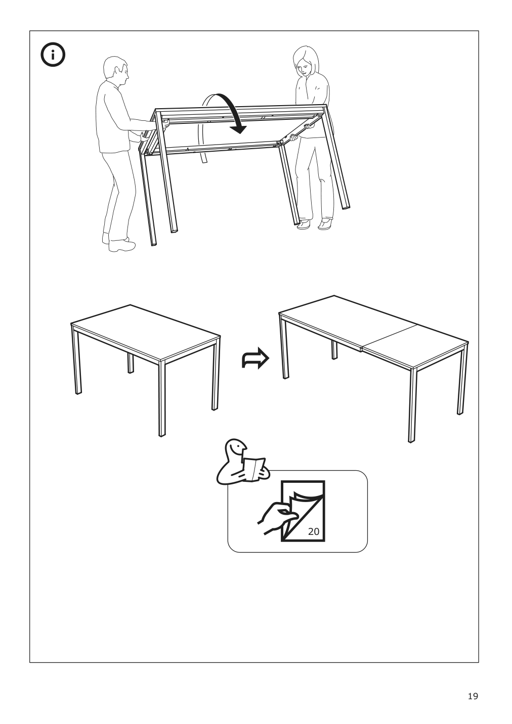 Assembly instructions for IKEA Vangsta extendable table white | Page 19 - IKEA VANGSTA / JANINGE table and 4 chairs 194.830.41