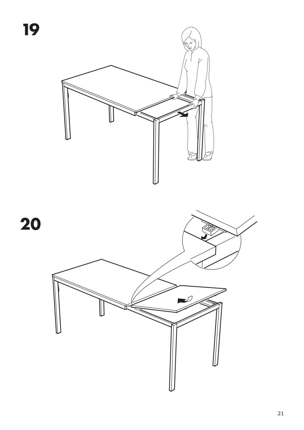 Assembly instructions for IKEA Vangsta extendable table white | Page 21 - IKEA VANGSTA / JANINGE table and 4 chairs 194.830.41