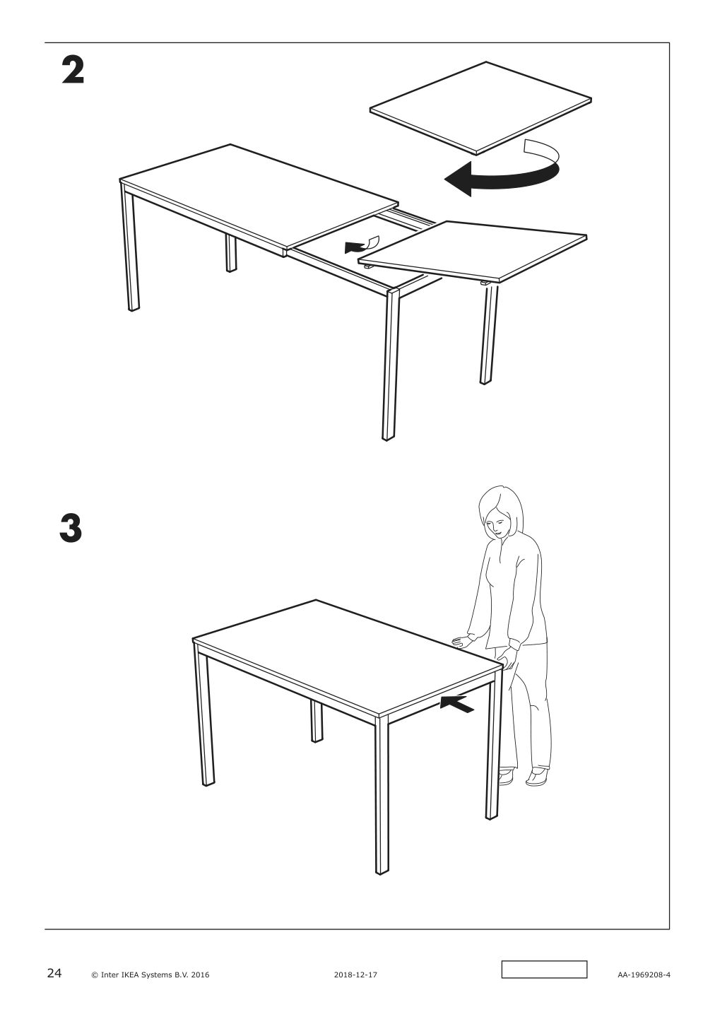 Assembly instructions for IKEA Vangsta extendable table white | Page 24 - IKEA VANGSTA / JANINGE table and 4 chairs 194.830.41