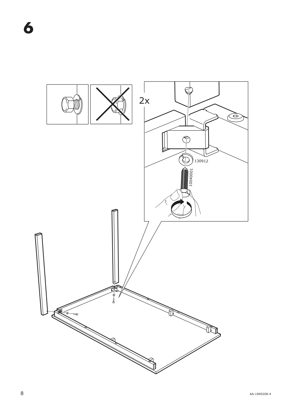 Assembly instructions for IKEA Vangsta extendable table white | Page 8 - IKEA VANGSTA / JANINGE table and 4 chairs 194.830.41