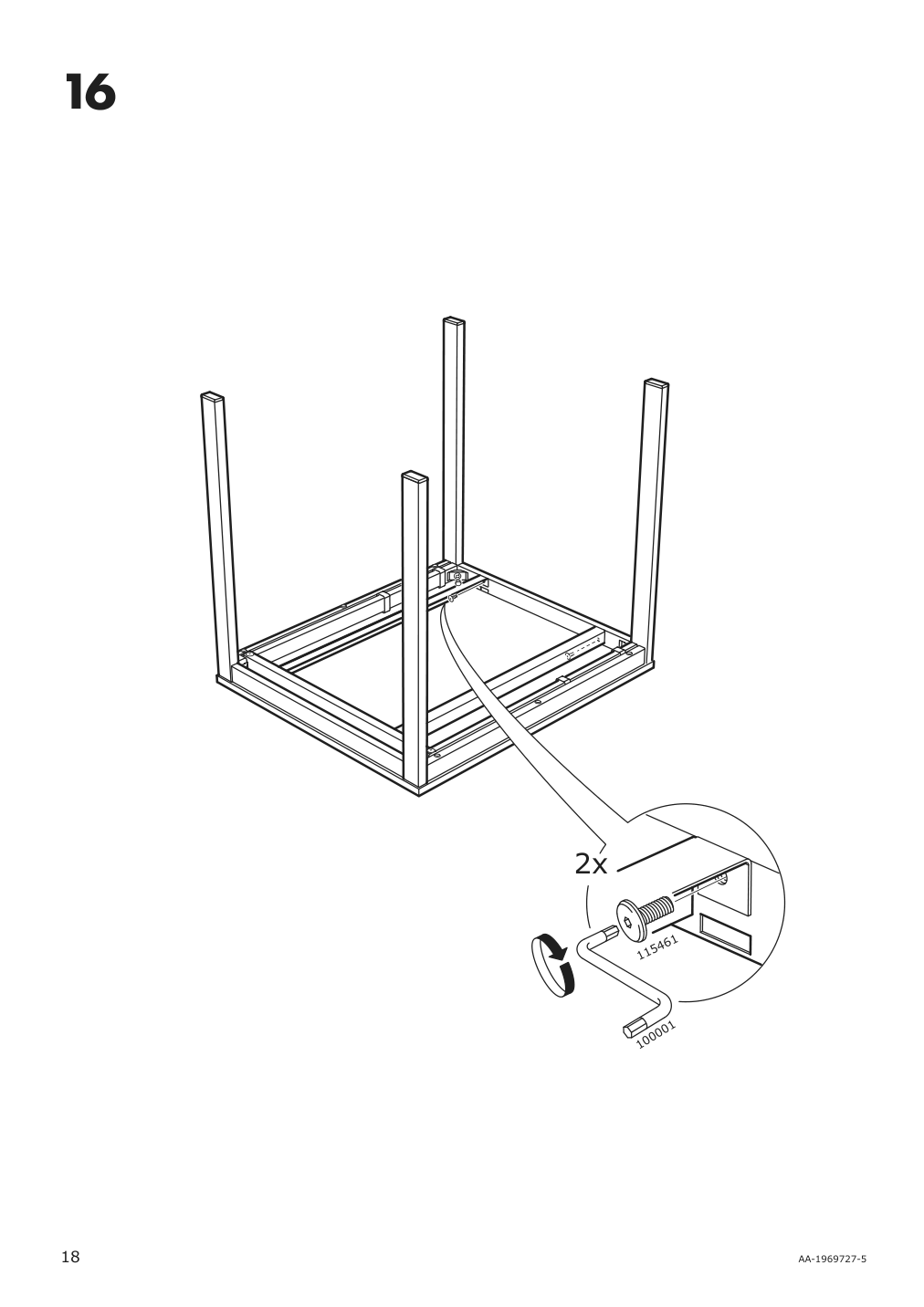 Assembly instructions for IKEA Vangsta extendable table white | Page 18 - IKEA VANGSTA / JANINGE table and 2 chairs 592.212.12