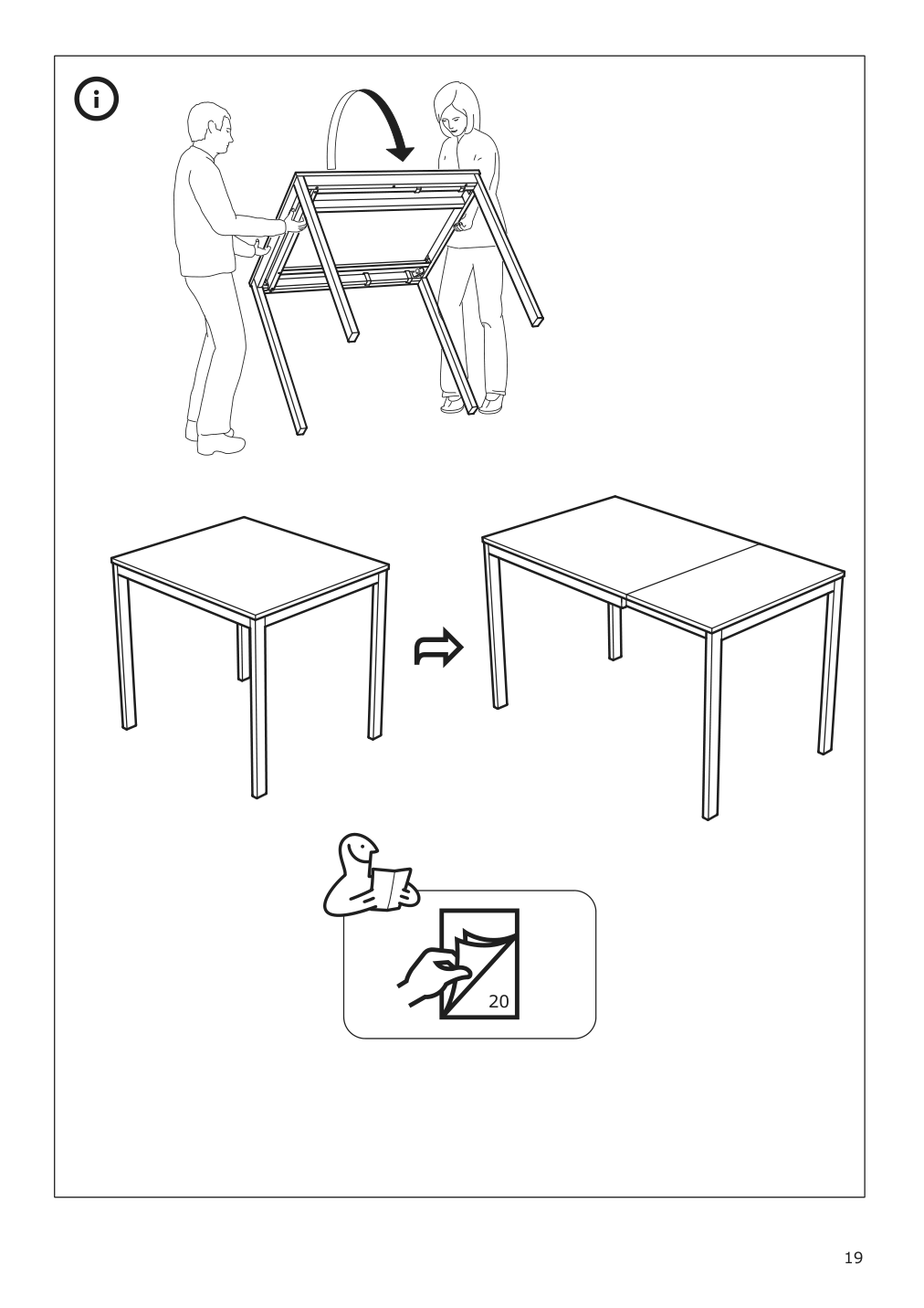 Assembly instructions for IKEA Vangsta extendable table white | Page 19 - IKEA VANGSTA / JANINGE table and 2 chairs 592.212.12