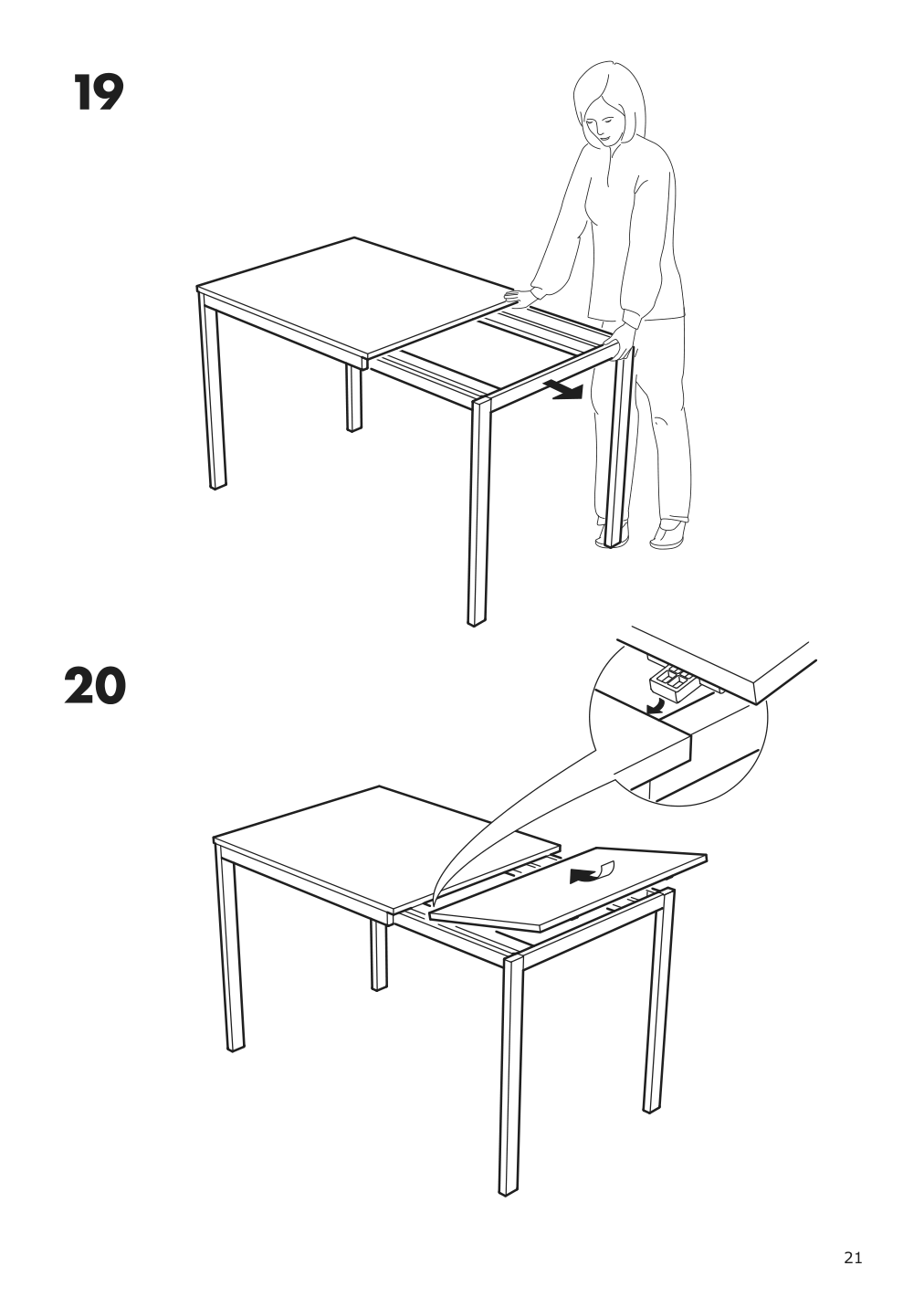 Assembly instructions for IKEA Vangsta extendable table white | Page 21 - IKEA VANGSTA extendable table 003.751.26