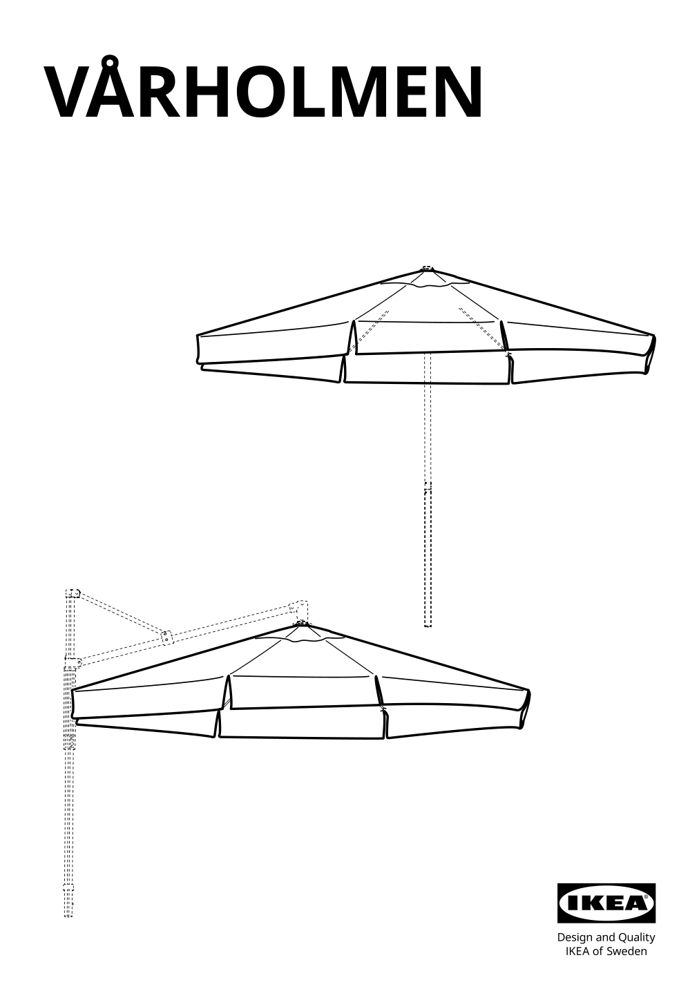 Assembly instructions for IKEA Varholmen umbrella canopy beige | Page 1 - IKEA BETSÖ / VÅRHOLMEN umbrella with base 393.205.62