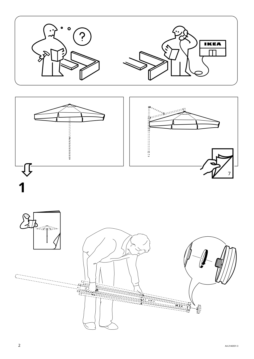 Assembly instructions for IKEA Varholmen umbrella canopy beige | Page 2 - IKEA BETSÖ / VÅRHOLMEN umbrella with base 393.205.62