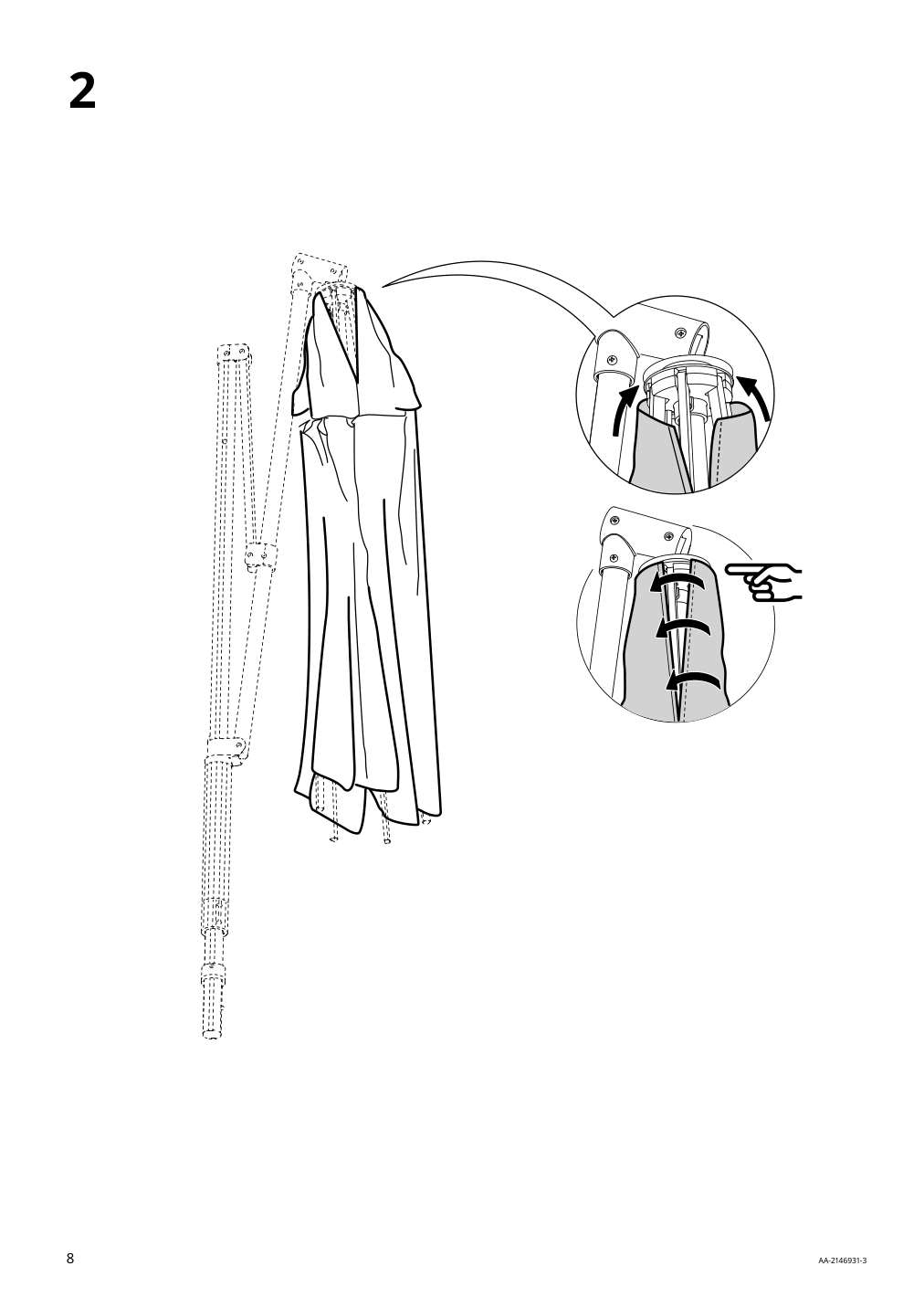 Assembly instructions for IKEA Varholmen umbrella canopy beige | Page 8 - IKEA KUGGÖ / VÅRHOLMEN umbrella with base 093.247.07