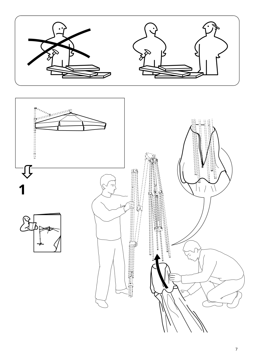 Assembly instructions for IKEA Varholmen umbrella canopy dark gray | Page 7 - IKEA BETSÖ / VÅRHOLMEN umbrella 394.136.17