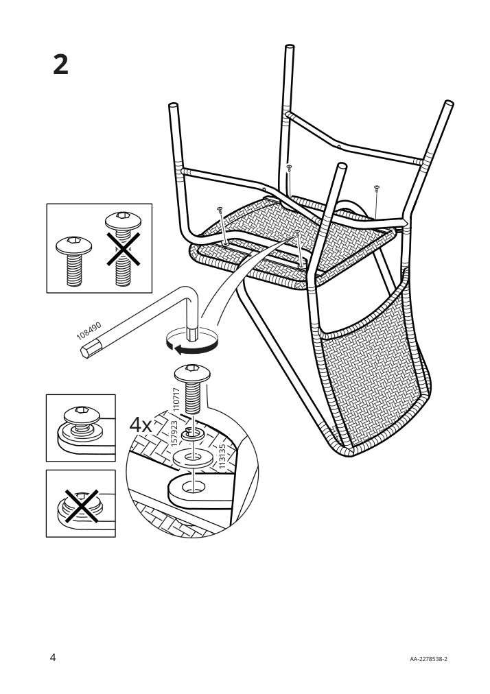 Assembly instructions for IKEA Vassholmen chair in outdoor black white | Page 4 - IKEA VASSHOLMEN chair, in/outdoor 305.037.40