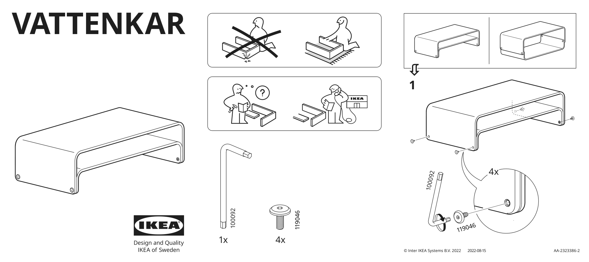 Assembly instructions for IKEA Vattenkar laptop monitor stand birch | Page 1 - IKEA VATTENKAR laptop/monitor stand 805.415.65