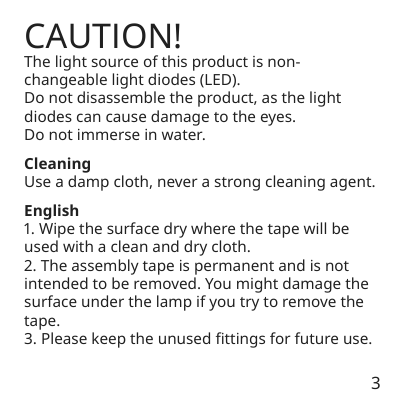 Assembly instructions for IKEA Vattensten led light strip multicolor | Page 3 - IKEA VATTENSTEN LED light strip 905.305.85