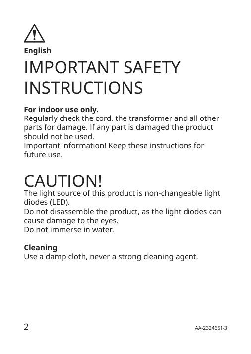 Assembly instructions for IKEA Vattensten led light strip multicolor | Page 2 - IKEA VATTENSTEN LED light strip 205.305.98