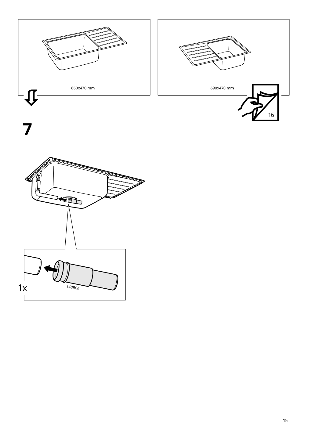 Assembly instructions for IKEA Vattudalen single bowl top mount sink stainless steel | Page 15 - IKEA ENHET kitchen 194.429.94