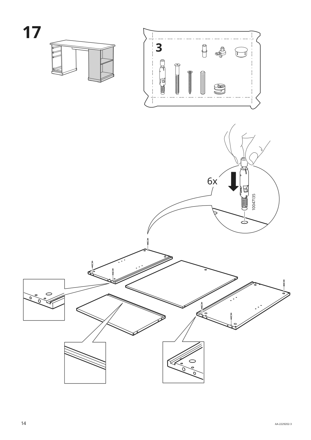 Assembly instructions for IKEA Vebjoern desk beige | Page 14 - IKEA VEBJÖRN desk 604.608.38