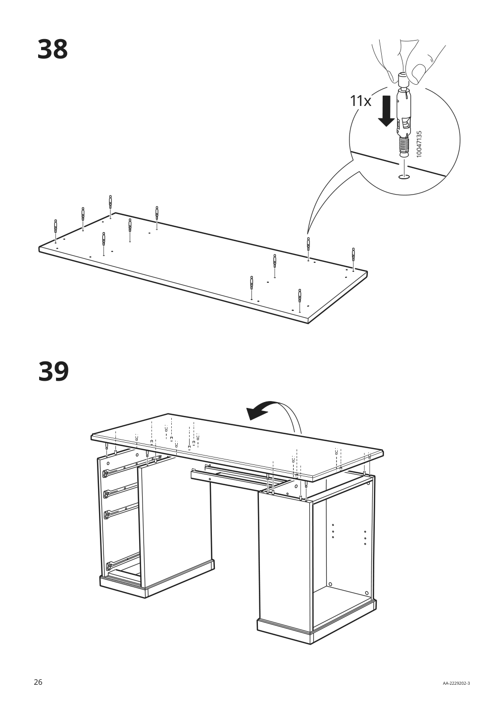 Assembly instructions for IKEA Vebjoern desk beige | Page 26 - IKEA VEBJÖRN desk 604.608.38