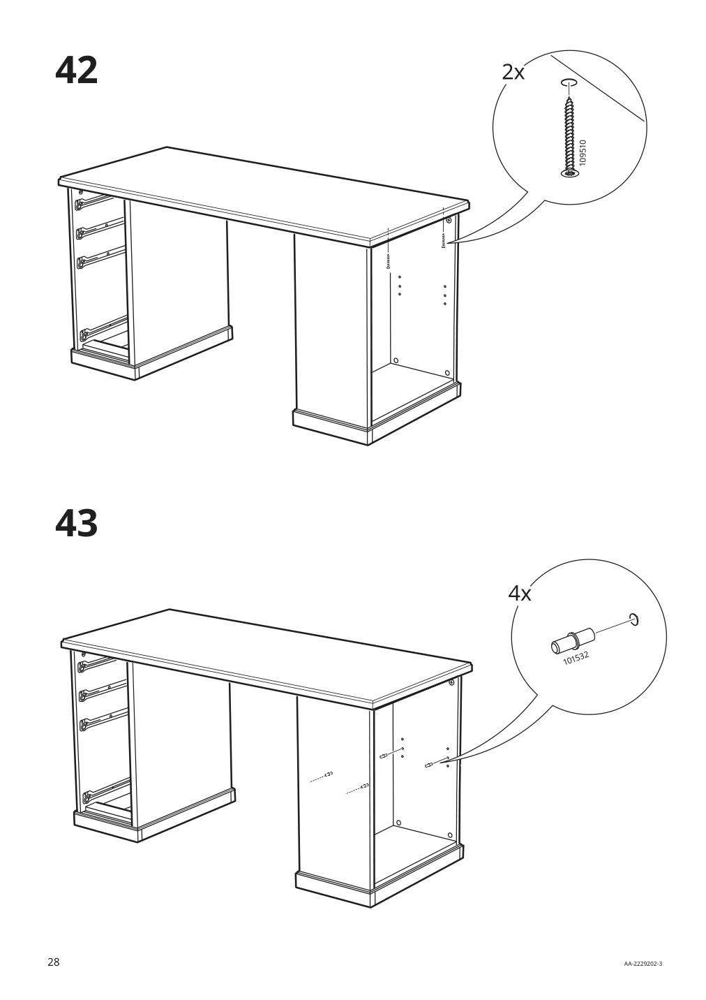 Assembly instructions for IKEA Vebjoern desk beige | Page 28 - IKEA VEBJÖRN desk 604.608.38