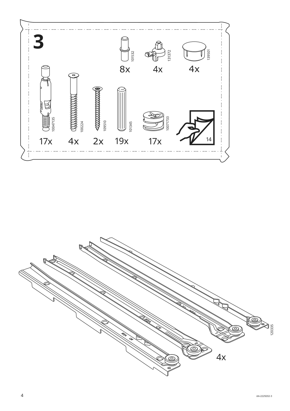 Assembly instructions for IKEA Vebjoern desk beige | Page 4 - IKEA VEBJÖRN desk 604.608.38