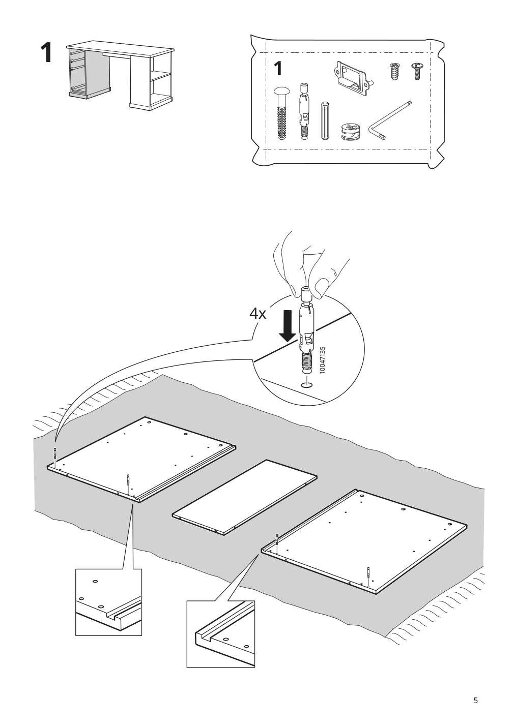 Assembly instructions for IKEA Vebjoern desk beige | Page 5 - IKEA VEBJÖRN desk 604.608.38