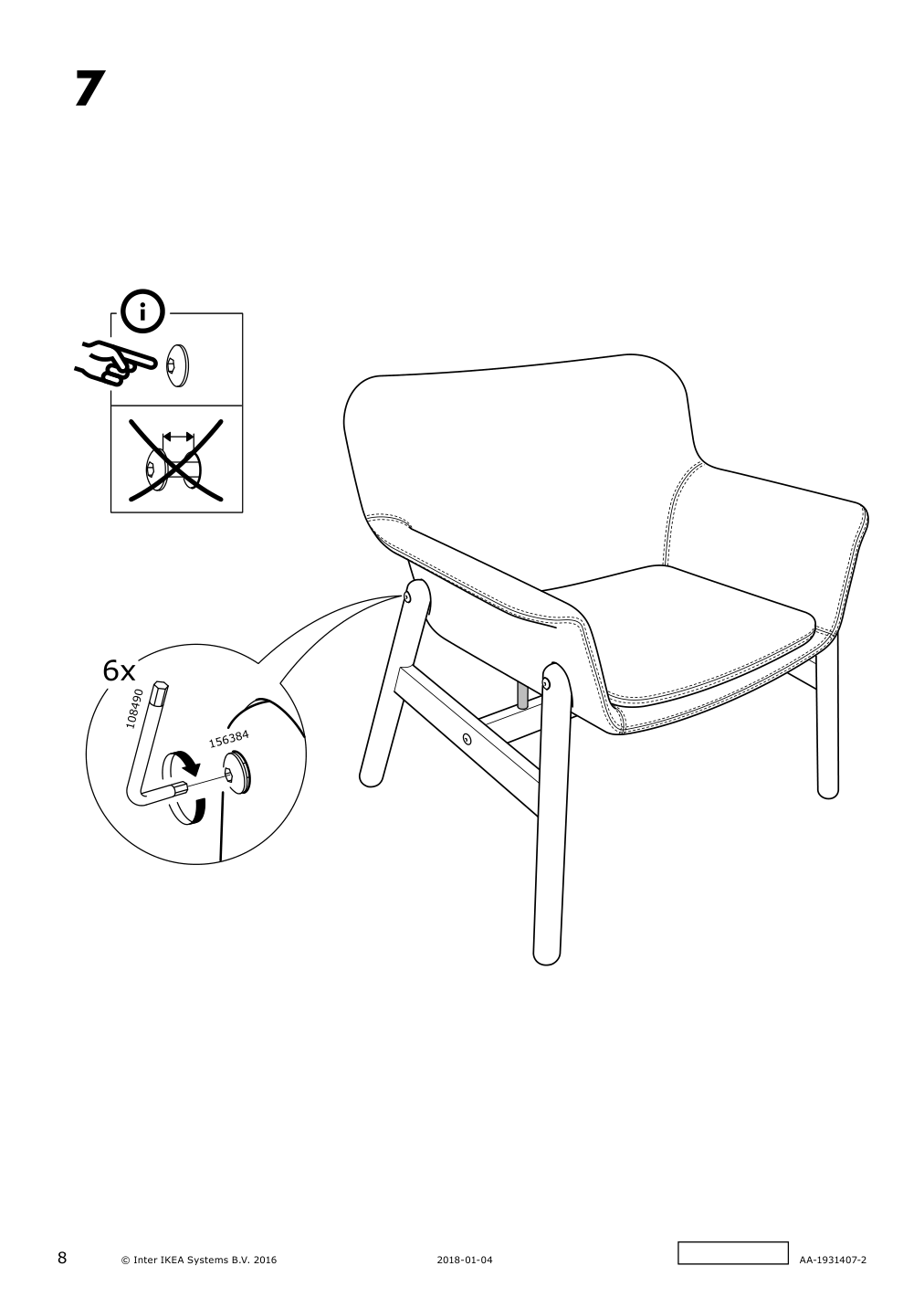 Assembly instructions for IKEA Vedbo armchair gunnared light green | Page 8 - IKEA VEDBO armchair 404.942.50