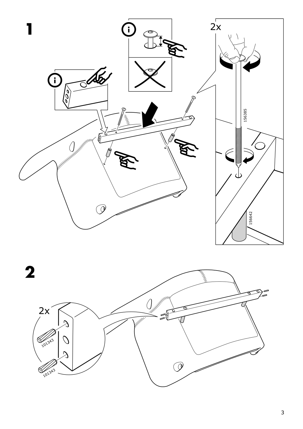 Assembly instructions for IKEA Vedbo high back armchair gunnared light green | Page 3 - IKEA VEDBO high back armchair 504.942.59